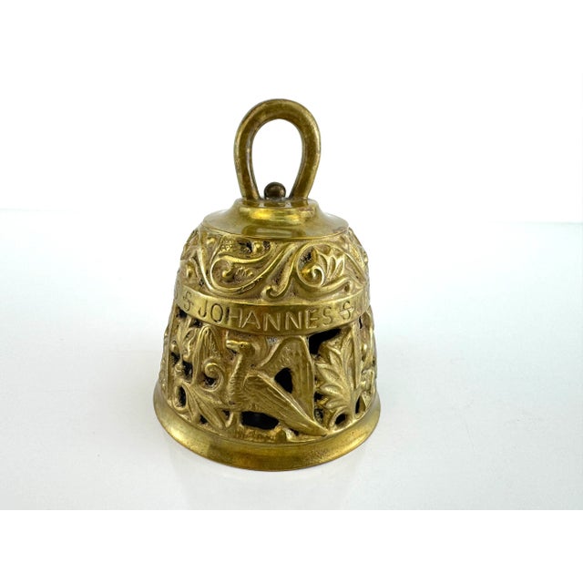 Vintage Italian Brass Relief Bell With St. Mark’s Lion and Evangelists Motif For Sale - Image 11 of 13