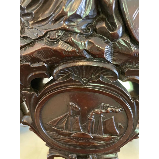 Large Antique Victorian Console Table in Carved Mahogany with Mirror Back For Sale - Image 6 of 18