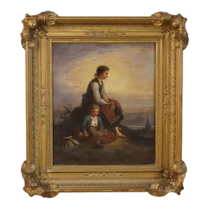 19th Century Continental "The Runaways" Oil on Canvas
