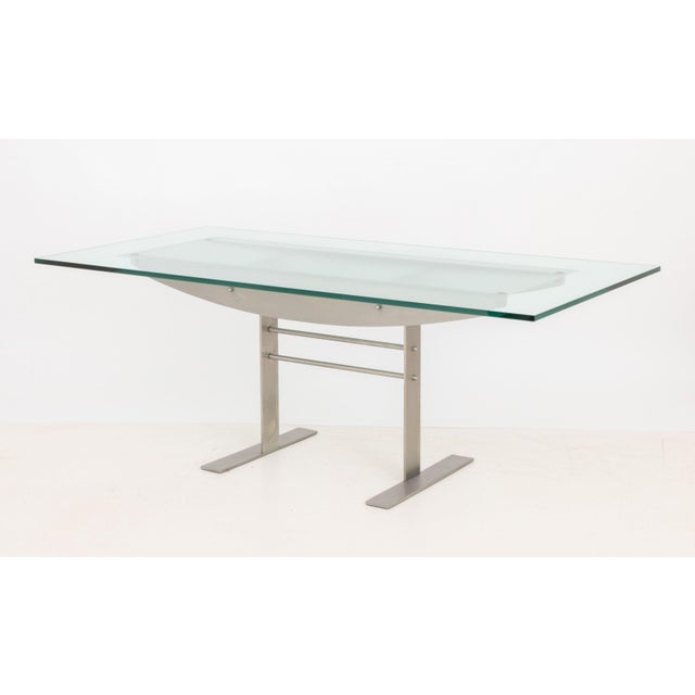 Contemporary Glass Top Dining Table For Sale - Image 4 of 9