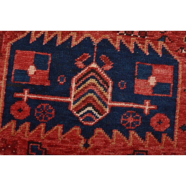 Karajeh Runner 3’1” X 11′ Red Wool Semi-Antique Tribal Hand-Knotted Rug For Sale - Image 4 of 15
