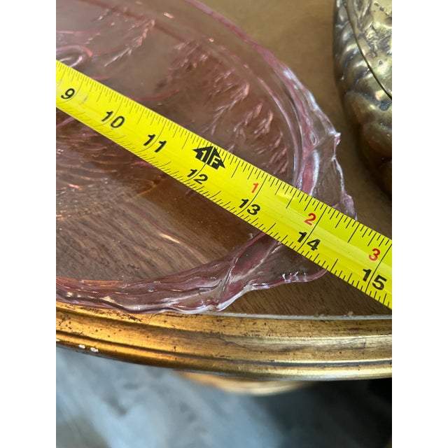 1970s Set of 2 Pink Glass Serving Platters For Sale - Image 5 of 9