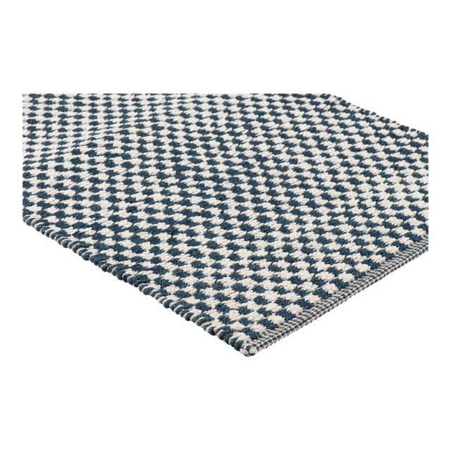 Part & Parcel Goods Textured Check Rug, 8'x10', Sapphire and Eggshell For Sale