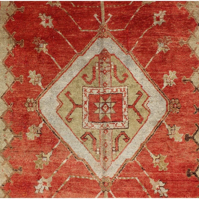 Antique Turkish Oushak Tribal Rug With Medallion and Geometric Florals 5'1"x9'0" For Sale In Atlanta - Image 6 of 8