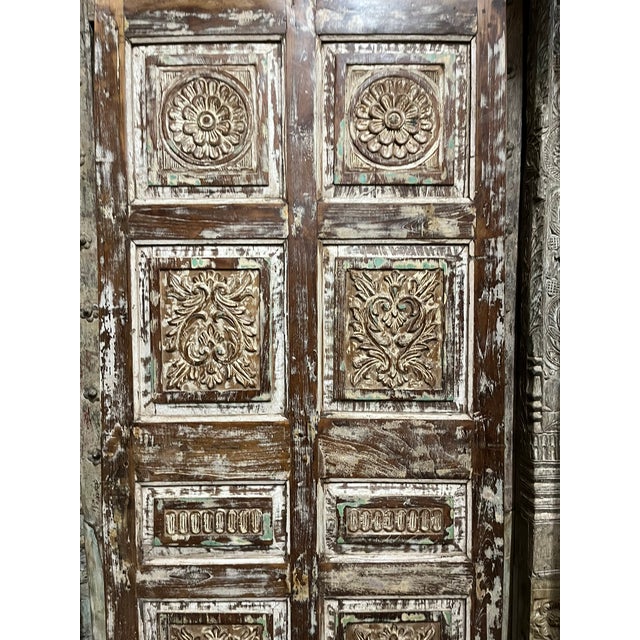 Vintage Carved Barn Door | Rustic Distressed Statement Piece 80x35 For Sale In Orlando - Image 6 of 10