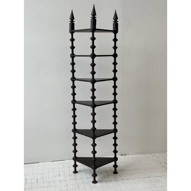 Antique Ebonized Tiered Spool Corner Shelf With Exaggerated Finials, Circa Late 19th Century For Sale - Image 18 of 18