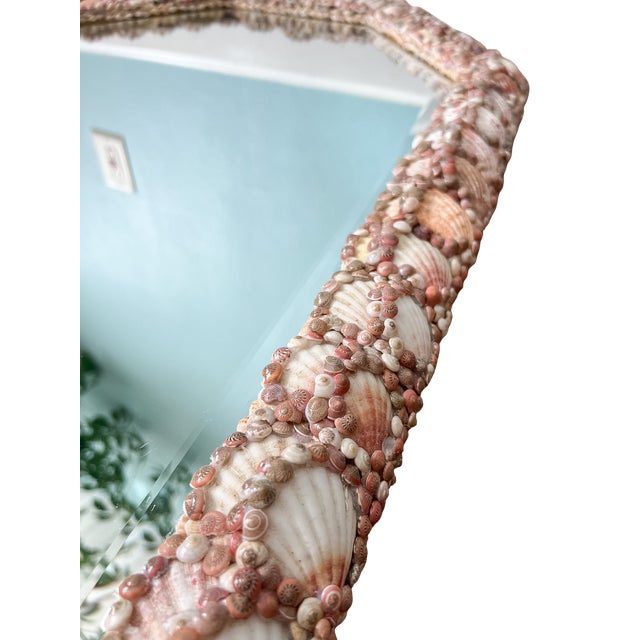 Large Vintage Shell-Encrusted Wall Mirror – Coastal / Hollywood Regency / Organic Modern For Sale - Image 12 of 12