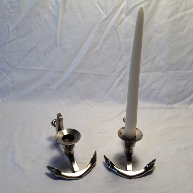 Anchor Candle Holders Chrome Over Brass A Pair Chairish