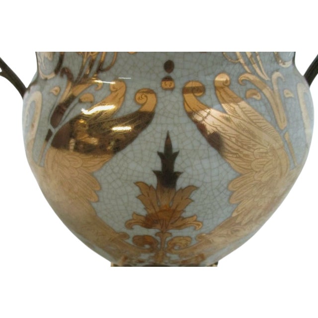 1980s Porcelain Gold Gilt Italian Regency Table Lamp Light Jardiniere For Sale - Image 10 of 10