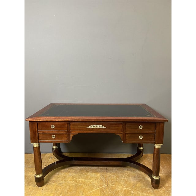 Maroon Empire Style Flat Center Desk, 1950s For Sale - Image 8 of 13