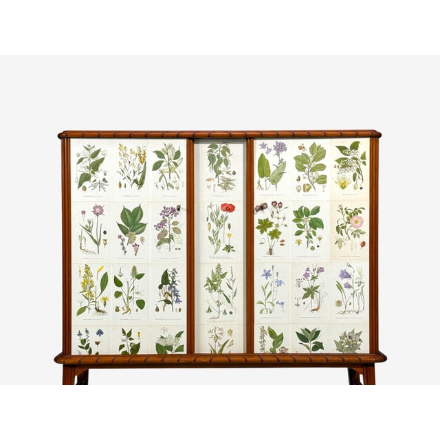 Wood Swedish Modern, Nordens Flora Cabinet, Mahogany, Lithographs, Sweden, 1940s For Sale - Image 7 of 13