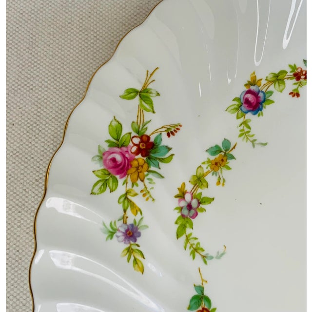 Ceramic Exquisite Set of Minton Bone China Dinner Plates - Lorraine Pattern, C. 1925 For Sale - Image 7 of 11