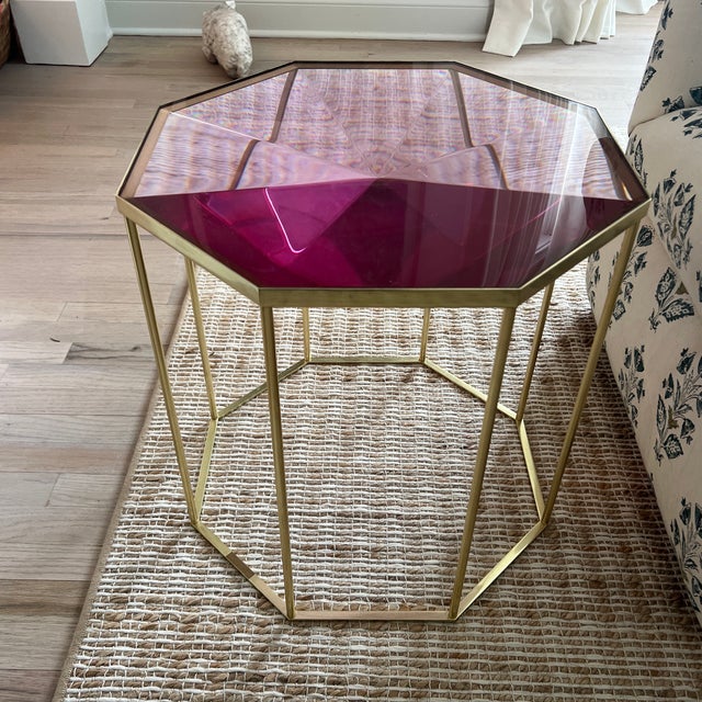 Gemstone McCollin Bryan Tallis Table in Rose Quartz and Brass For Sale - Image 7 of 9