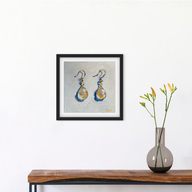 Original Oil Painting – Pearl Drop Earrings Still Life For Sale - Image 10 of 12