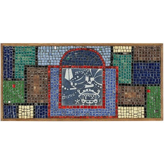 David Holleman, Rare Vintage Judaica Tile Mosaic with Sgraffito Hebrew Calligraphy, c. mid to late 1900's For Sale