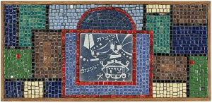 David Holleman, Rare Vintage Judaica Tile Mosaic with Sgraffito Hebrew Calligraphy, c. mid to late 1900's