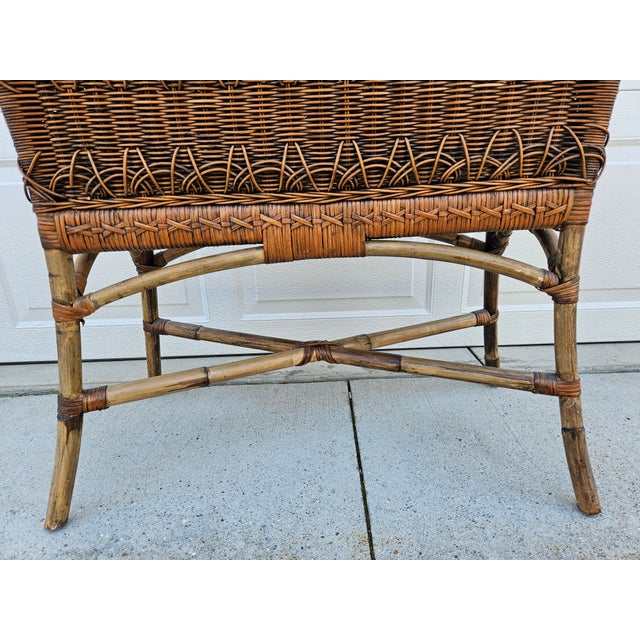 Rattan Bamboo Side Table Lidded Planter Box For Sale - Image 11 of 12