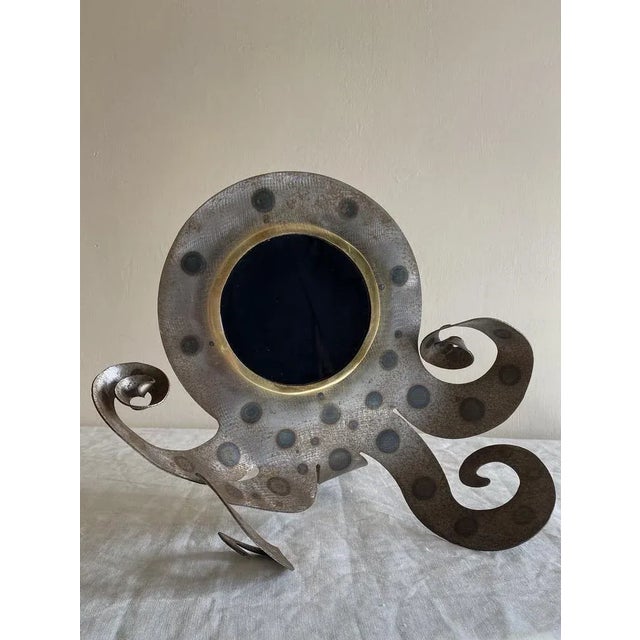 Brutalist Brutalist Steel and Brass Squid Mirror, 1960s For Sale - Image 3 of 10