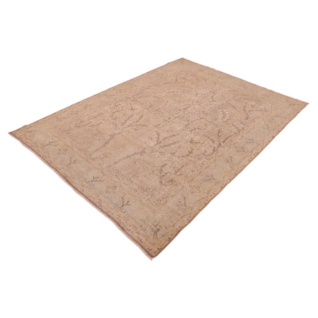 Boho Chic Boho Chic Vintage Retro Tan/Blue Wool Rug - 9'5'' X 12'9'' For Sale - Image 3 of 10