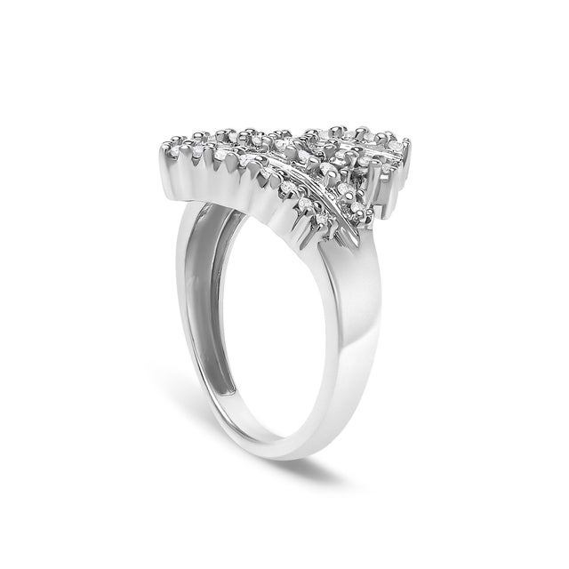 2020s 10K White Gold 1/2 Cttw Diamond Bypass Cocktail Ring, Size 7 For Sale - Image 5 of 6