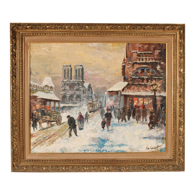 Parisian Winter Scene Painting For Sale