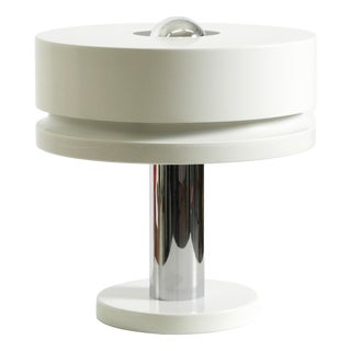 Space Age White Metal Table Lamp by Kaiser Leuchten, 1960s For Sale