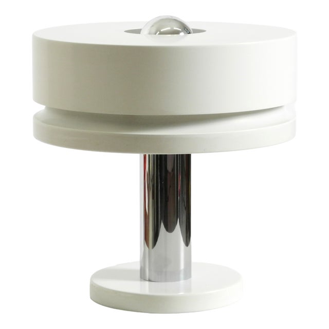Space Age White Metal Table Lamp by Kaiser Leuchten, 1960s For Sale