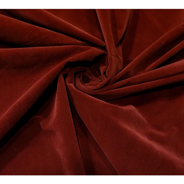2020s Pierre Frey "Chroma" Henna Deep Red Velvet: 6.5 Yards For Sale - Image 5 of 6