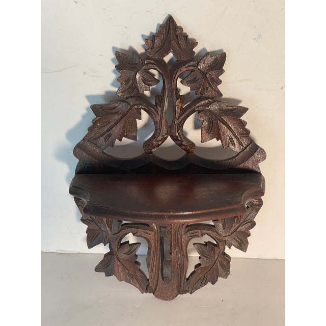 Antique Black Forest Carved Wood Wall Shelf Decorative For Sale - Image 4 of 4