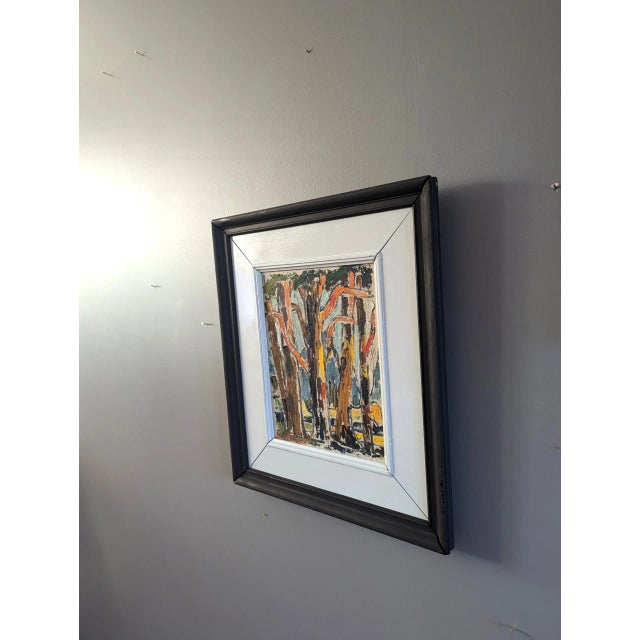 Mid-Century Modern 'Woodland Colour' Vintage Mini Original Landscape Oil Painting, Framed For Sale - Image 6 of 12