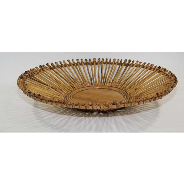 Large vintage Tribal handwoven bamboo ethnic round Asian basket. Beautiful artisanal handwoven basket with tribal designs...