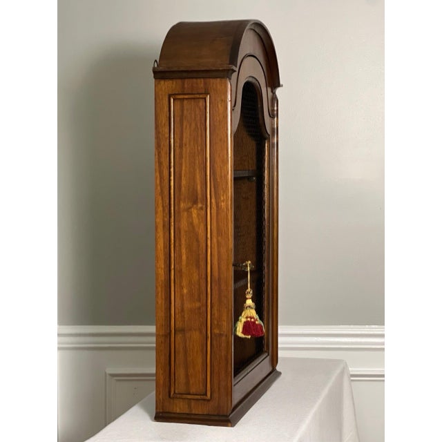 Italian Arch Top Hanging Wood Display Cabinet With Chicken Wire Door and Key, 20th C. For Sale In Philadelphia - Image 6 of 16