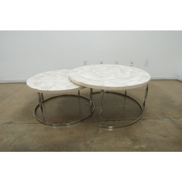 White Frontgate Sirao Nesting Tables (Set of 2) For Sale - Image 8 of 12