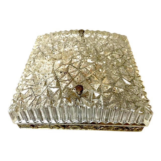 Square Textured Clear Glass Ceiling or Wall Flush Mount, 1960s For Sale