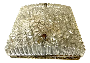 Square Textured Clear Glass Ceiling or Wall Flush Mount, 1960s