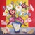 Bouquet with Parakeets by Zoa Ace | Oil on canvas Still life of flowers and parakeets in a vase For Sale