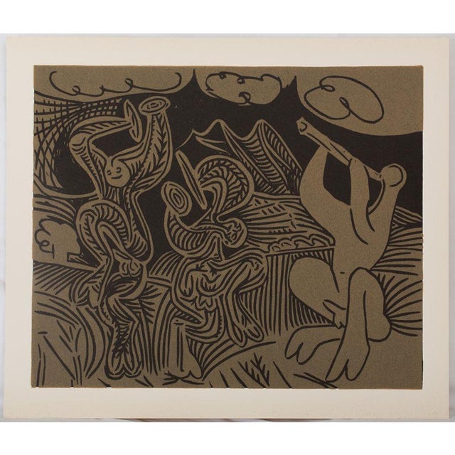 Pablo PICASSO (1881-1973) (after) Dancers and musicians Color linocut On Vellum 37 x 32 cm Excellent condition, foxing in...