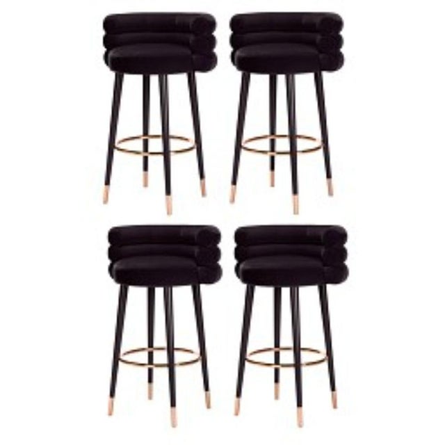 Set of 4 marshmallow bar stools, Royal Stranger Dimensions: 100 x 70 x 60 cm Materials: Velvet upholstery, brass Available...