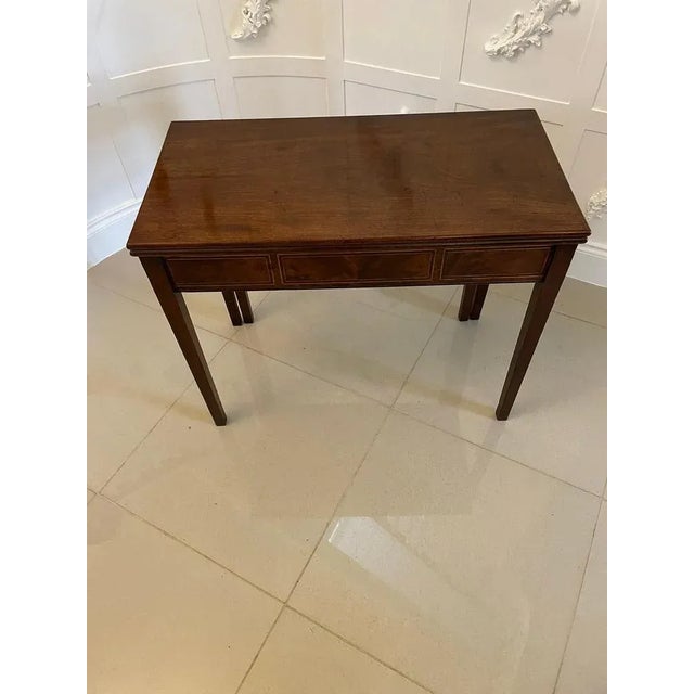 Antique George III Quality Mahogany Inlaid Tea Table For Sale - Image 3 of 12