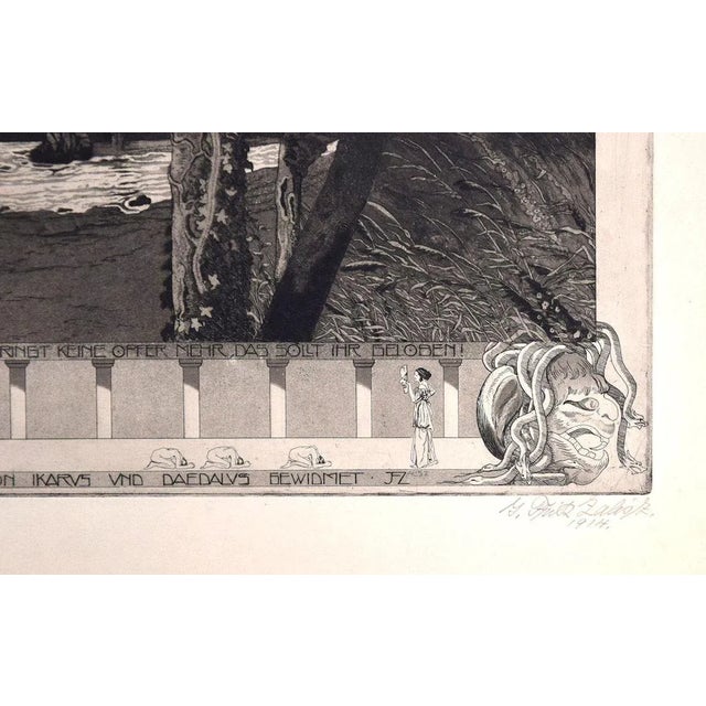 Ikarus und Daedalus is a beautiful etching and aquatint on ivory-colored paper realized in 1914 by the German...