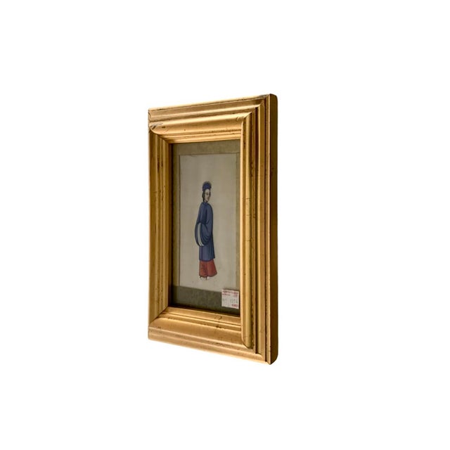 Chinese Antique 19th C Chinese Folk Art Pith Painting Female Figure Royal Lady Oriental Decor For Sale - Image 3 of 4
