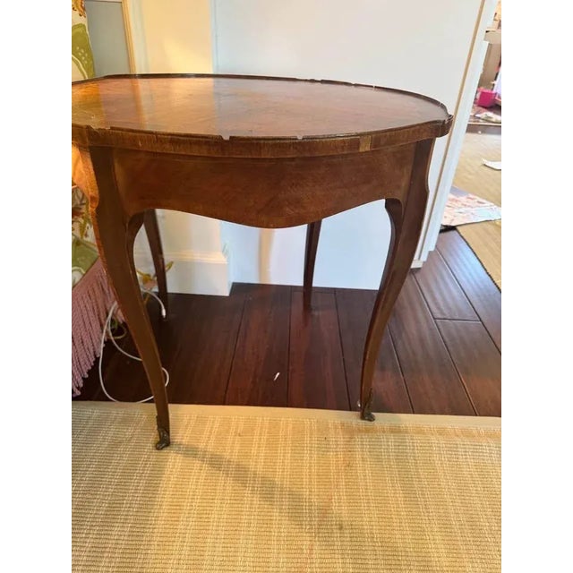 French parlor or entry table with mahogany * French antique late 19th century furniture * Restored finish in excellent...