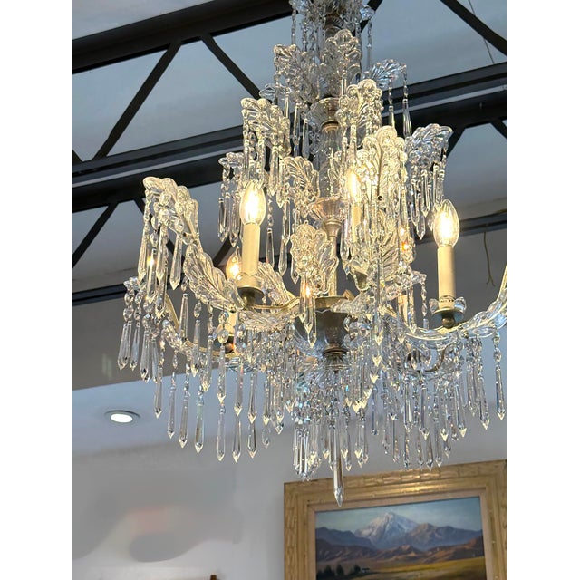 Fine Quality Six-Arm Crystal Chandelier, Schoenbeck Lighting Attributed Offered for sale is a fine-quality six-arm crystal...