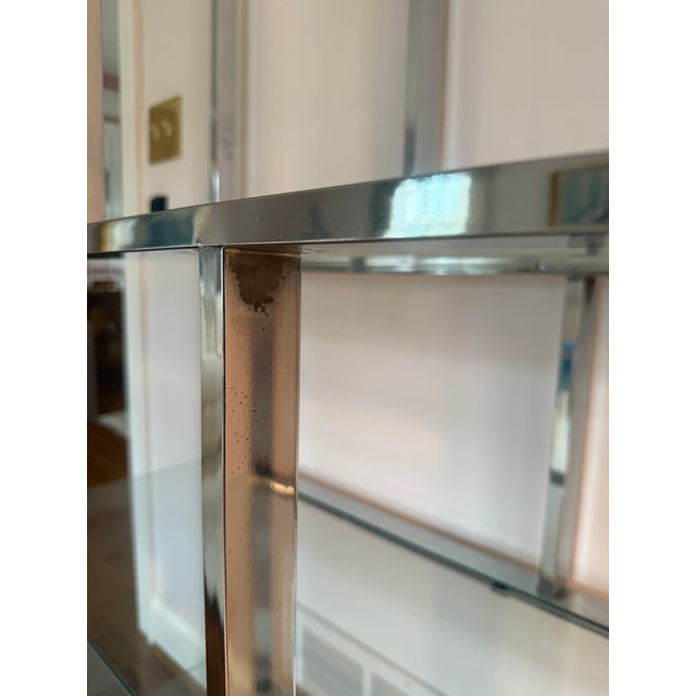 Metal Vintage 1970s Chrome and Glass Étagère Attributed to Milo Baughman For Sale - Image 7 of 10