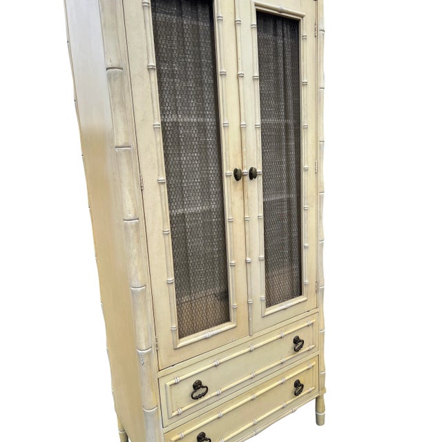Vintage Faux Bamboo Tall Cabinet Chifferobe Dresser For Sale In New York - Image 6 of 7