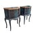 French Provençal Nightstands in Black and Blue Wood, Set of 2 For Sale - Image 15 of 16