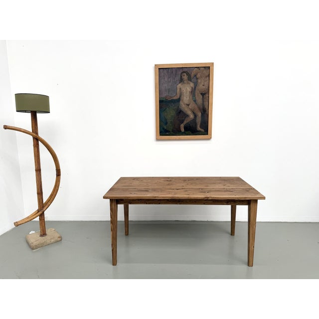 Small Vintage Farmhouse Table with Tapered Legs in Pine, 2010s For Sale - Image 12 of 15