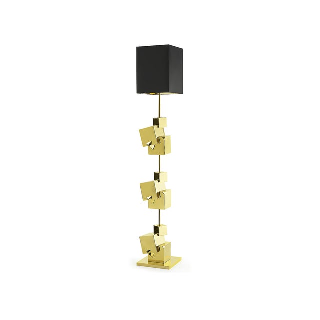 Contemporary Pyrite Floor Lamp with Shade by Marioni For Sale - Image 3 of 3