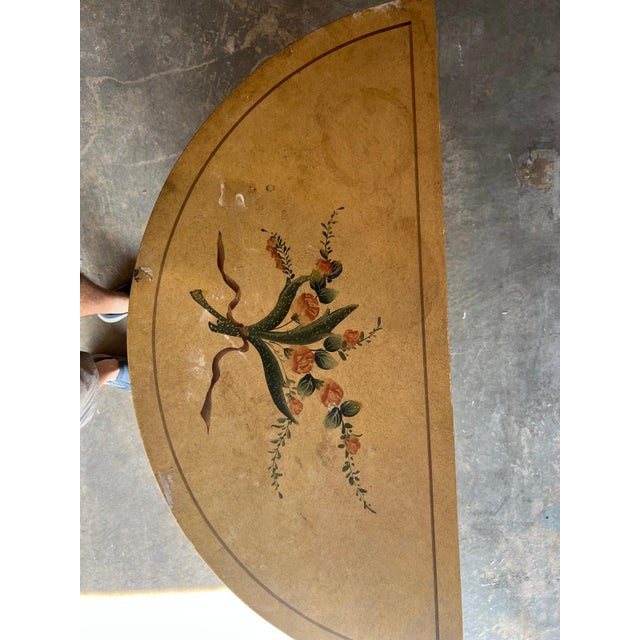 Traditional Vintage Hand Painted Half-Moon Cabinet For Sale - Image 3 of 4