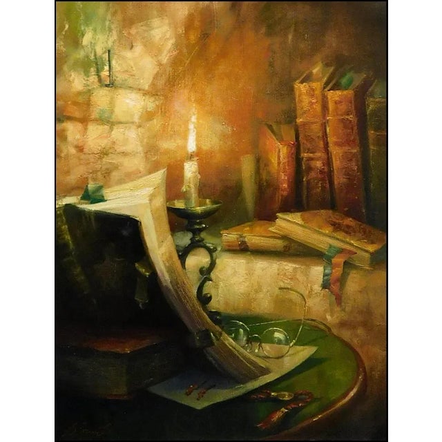 "Books in a Niche" Vladimir Ekimov Original Hand Signed Oil Painting For Sale In Denver - Image 6 of 6
